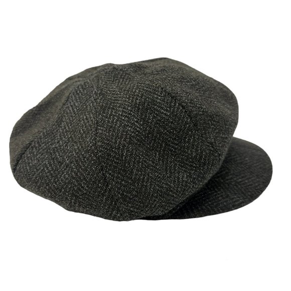 Vintage Crown Cap Signature L Brown Grey Tweed Newsboy Flatcap Hat Cap Cadet - Picture 7 of 12